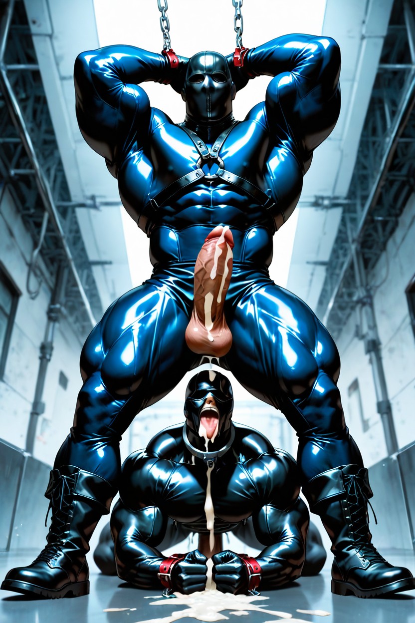 Face Down Ass Up, Bound With Strict Leather Bondage, Lots Of Cum AI Gay Porn