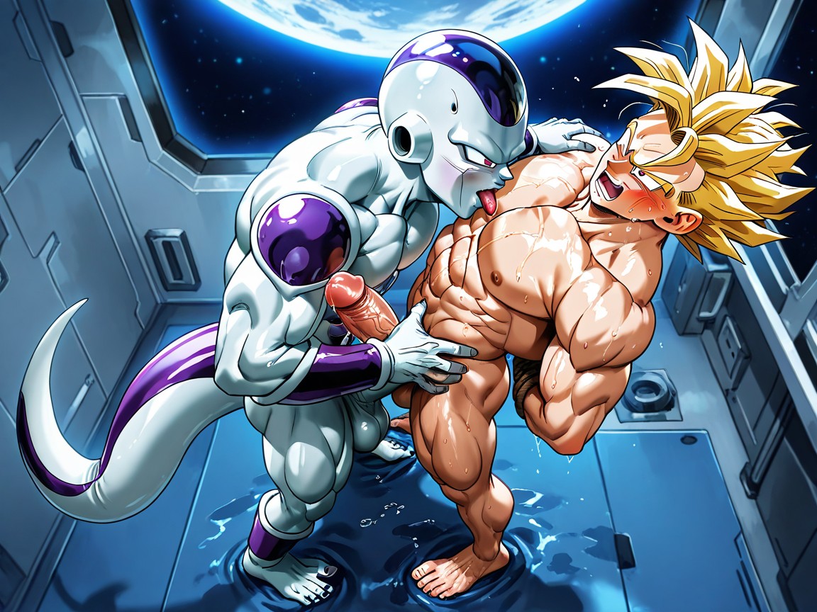 Defined V-line, Frieza On Top, Sweaty AI Gay Porn
