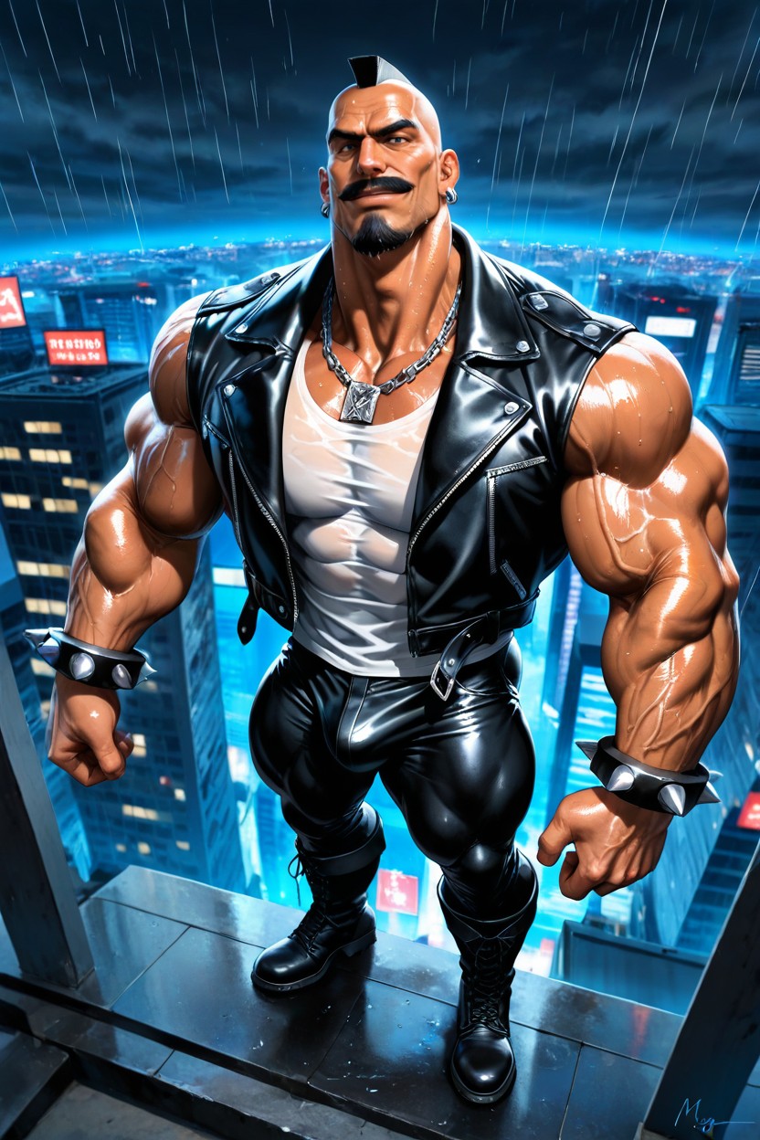 Leather Jacket, Ultra Wide Angle, Bulge AI Gay Porn