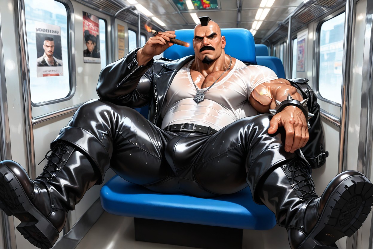 Huge Muscle Thighs, 钉扣手镯, Black Mohawk AI同性戀黃片