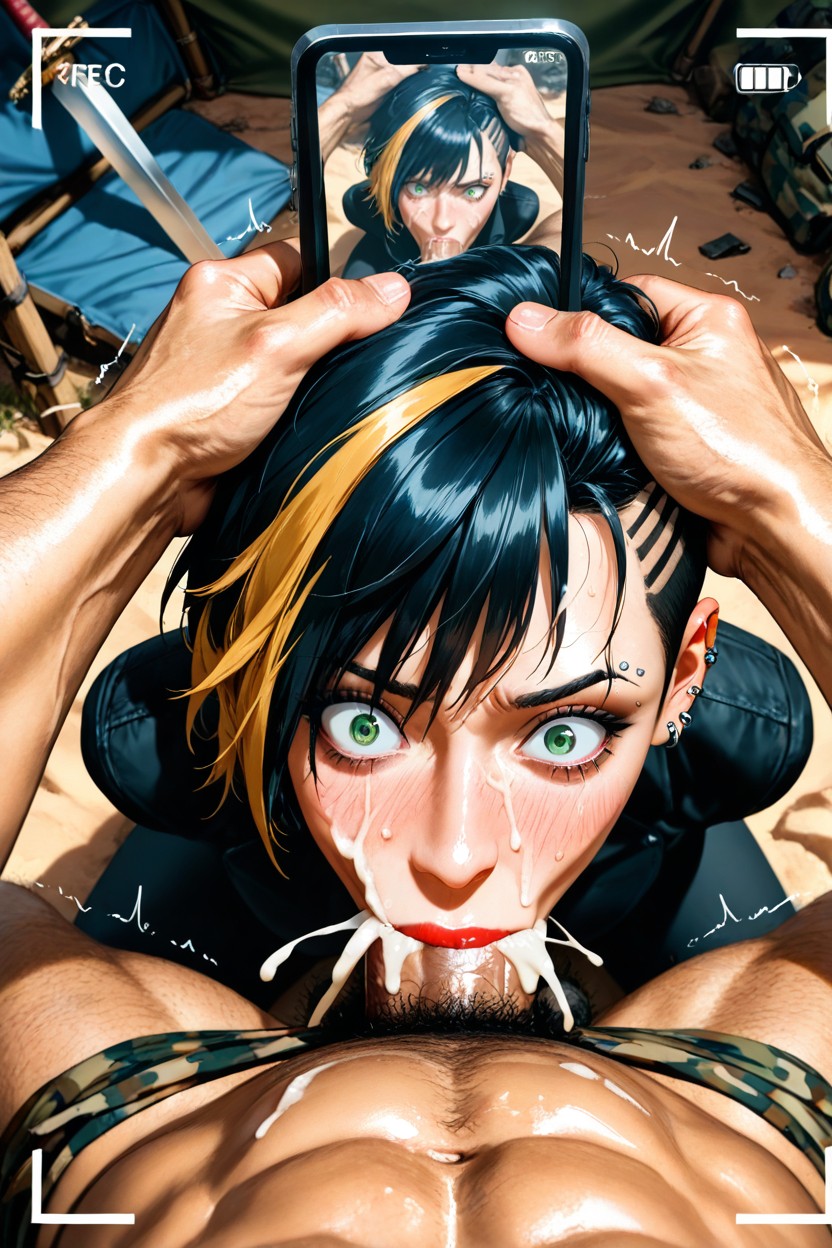 Pixie Haircut Buzzcut On One Side, Award Winning Photo, Excessive Cum On Face AI Gay Porn
