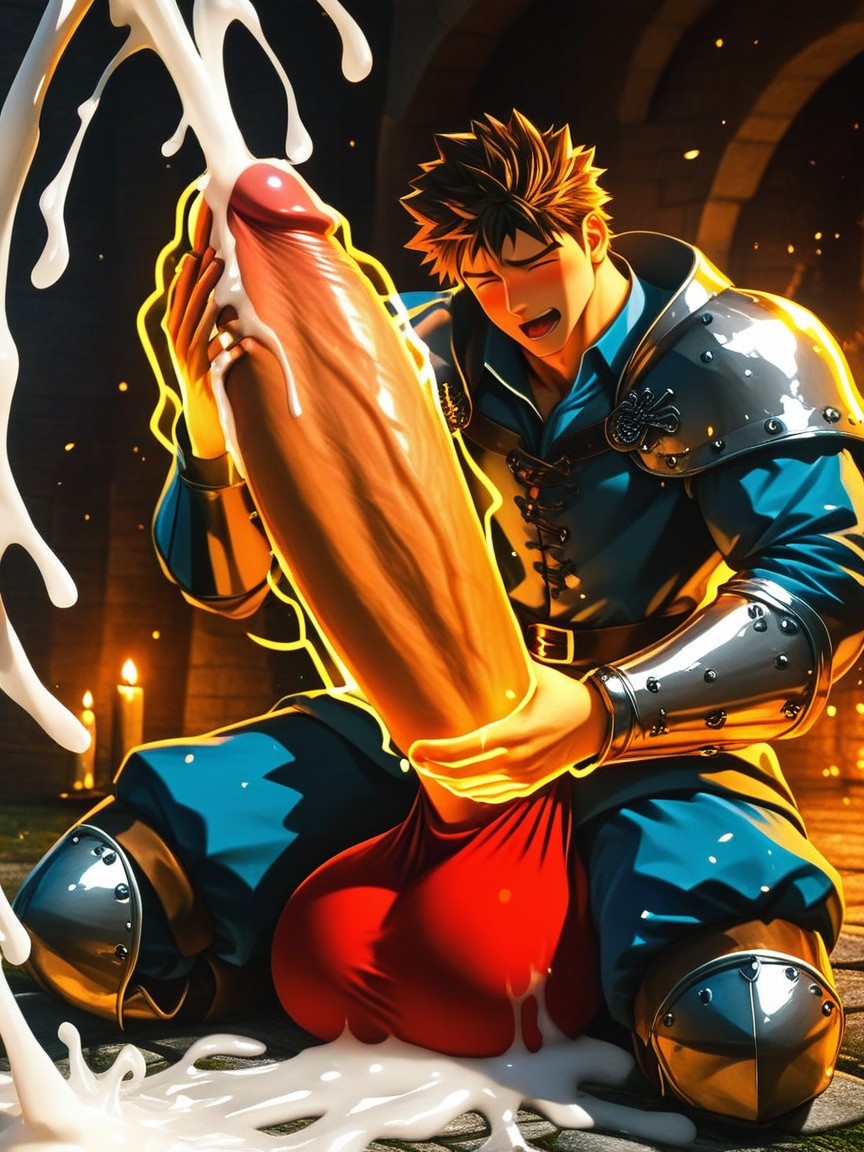 Bara Manga Style, Precum On Tip, Extremely Revealing Clothing AI Gay Porn
