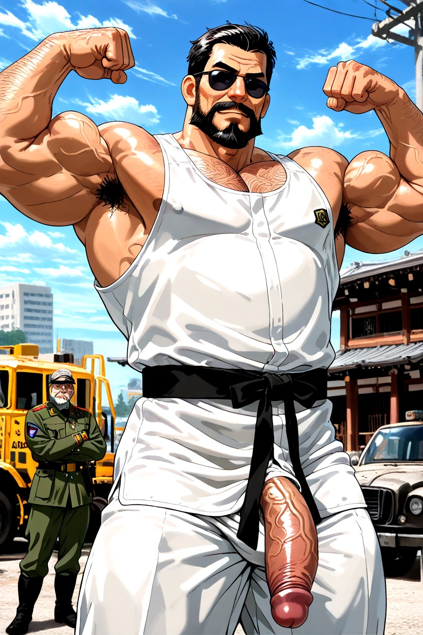 Oversized Muscles, Black Hair, Gigantic Penis AI Gay Porn