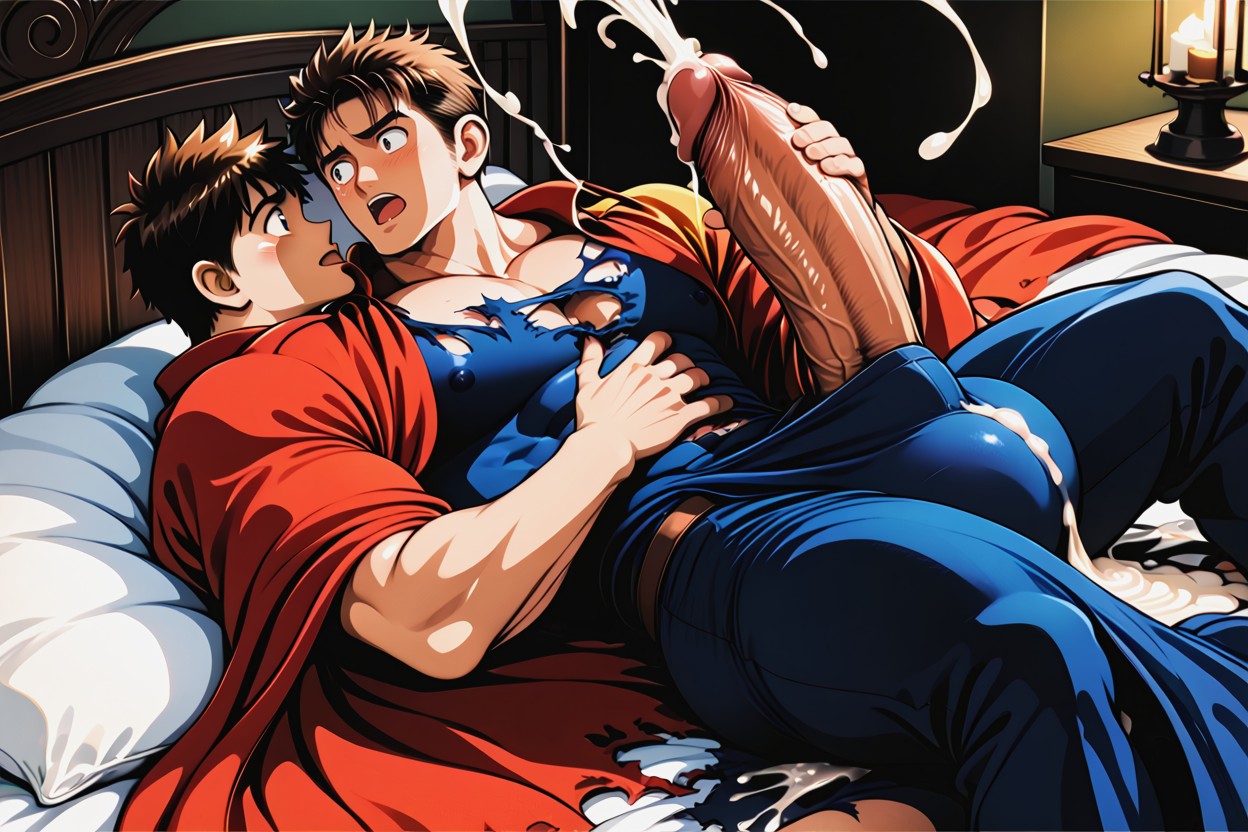 Face Pressed Against Dick Or Balls Or Bulge, Bara Manga Style, Clear Lines Porno gay IA