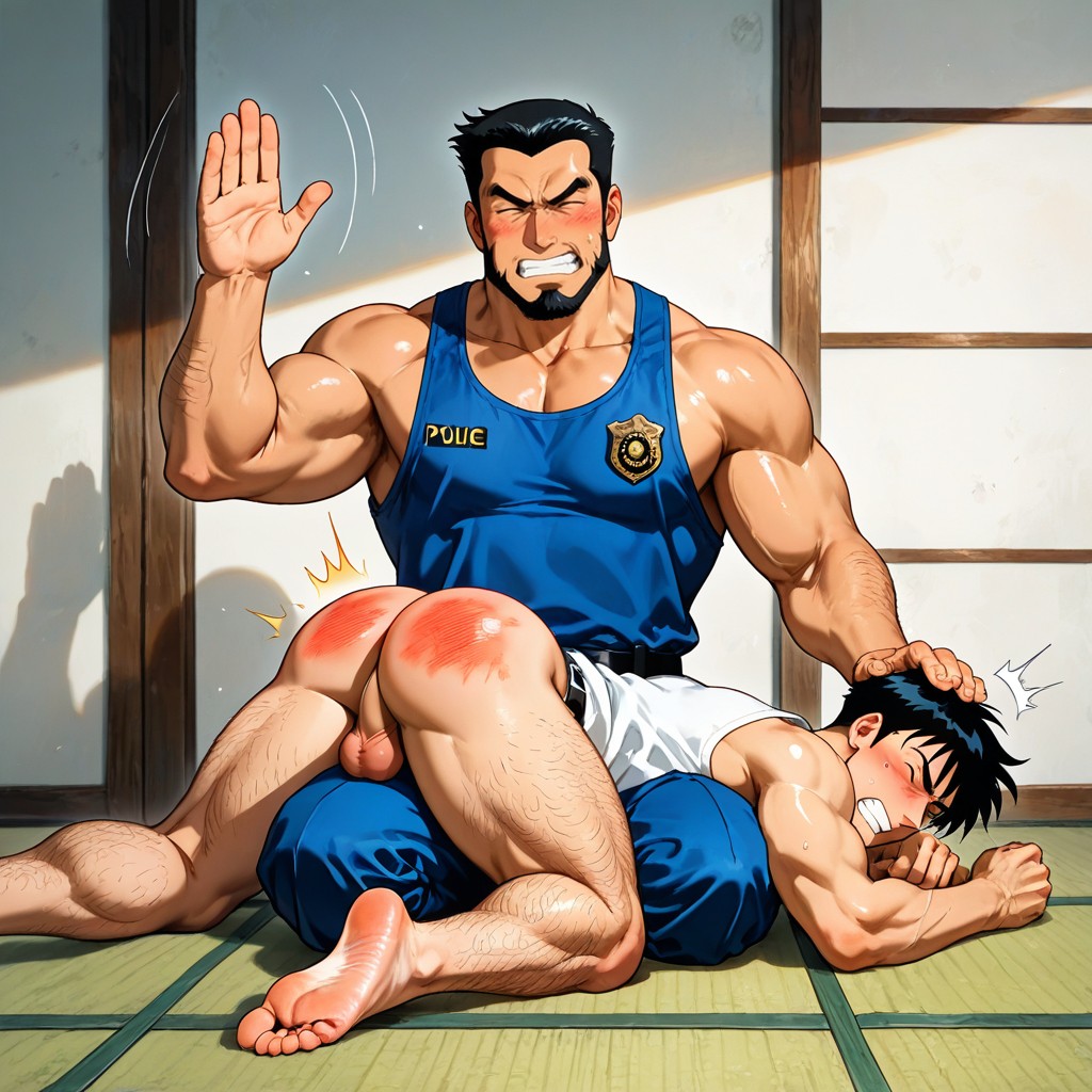 Thick Thighs, Japanese Retro Hard Discipline Spanking Anime, Clenched Teeth AI Gay Porn