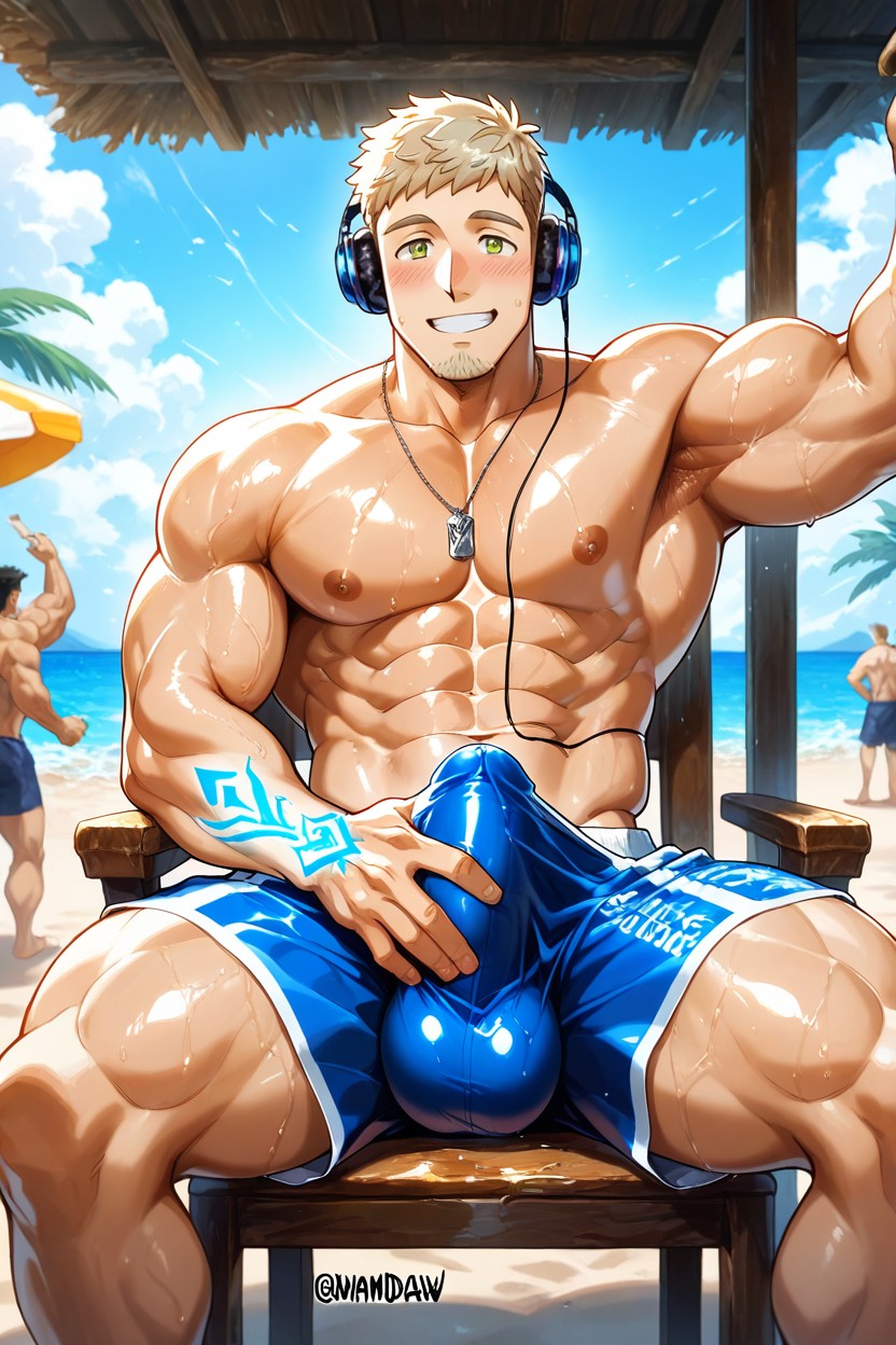 Wet Body, Glossy Sixpack, Huge Bulge AI Gay Porn