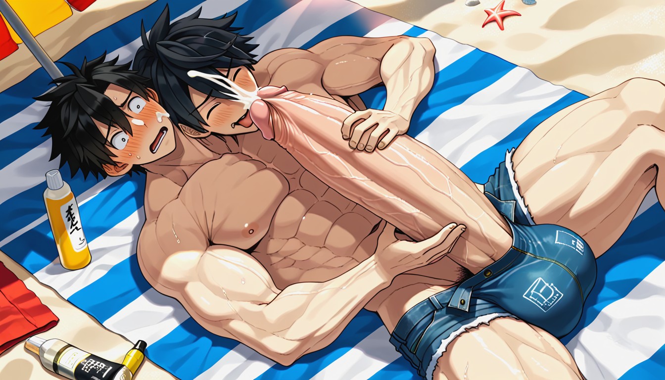 Tongue Out, Helping Hand, Gigantic Cock AI Gay Porn