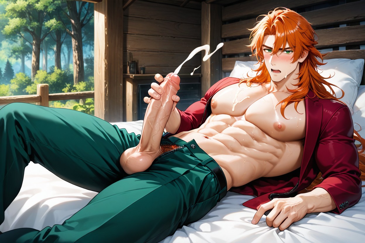 Head Tilted Back, Pecs, Disembodied Hand Handjob ゲイAIポルノ