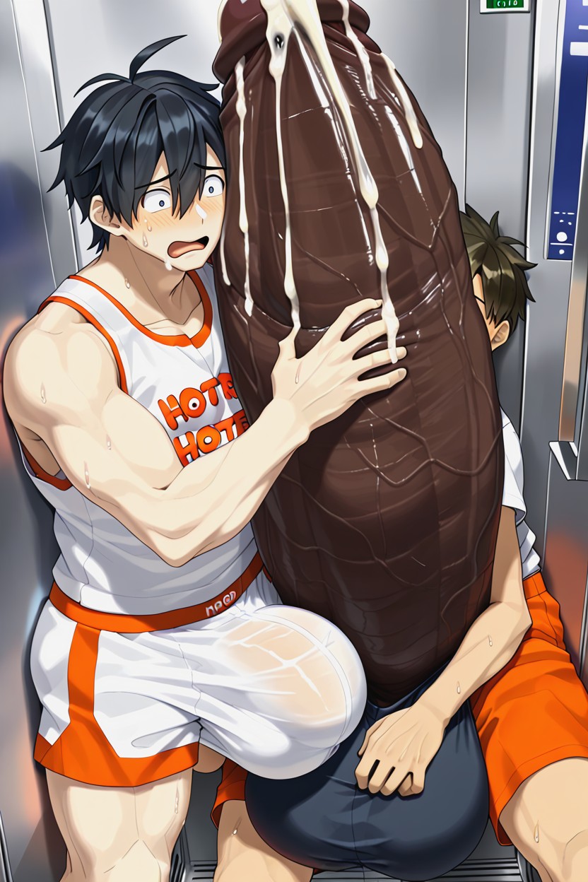 Out In Public, Extremely Revealing Clothing, Oversized Hyper Gigantic Fully Erect Uncut Penis AI Gay Porn