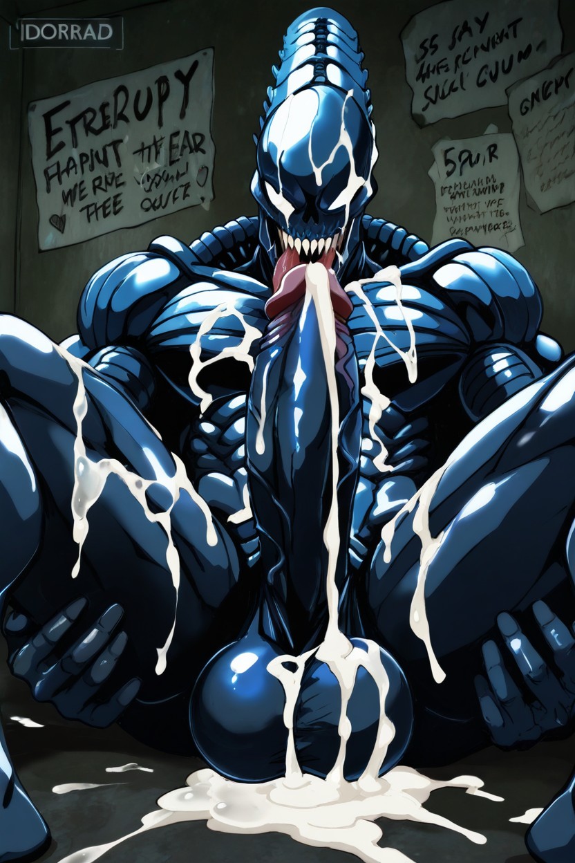 Sucking His Own Cock, Cumming, Impossibly Long Hyper Penis AI Gay Porn