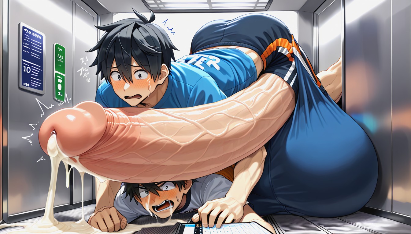 Hyper Excess Cum, Embarassed, No Extra Limbs Or Digits AI Gay Porn
