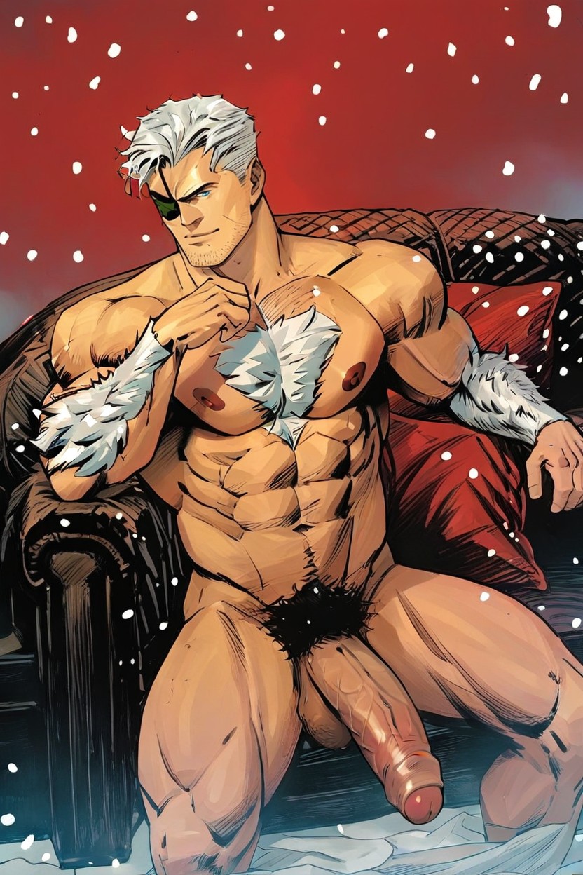 1 Person, White Hair, Muscular AI Gay Porn