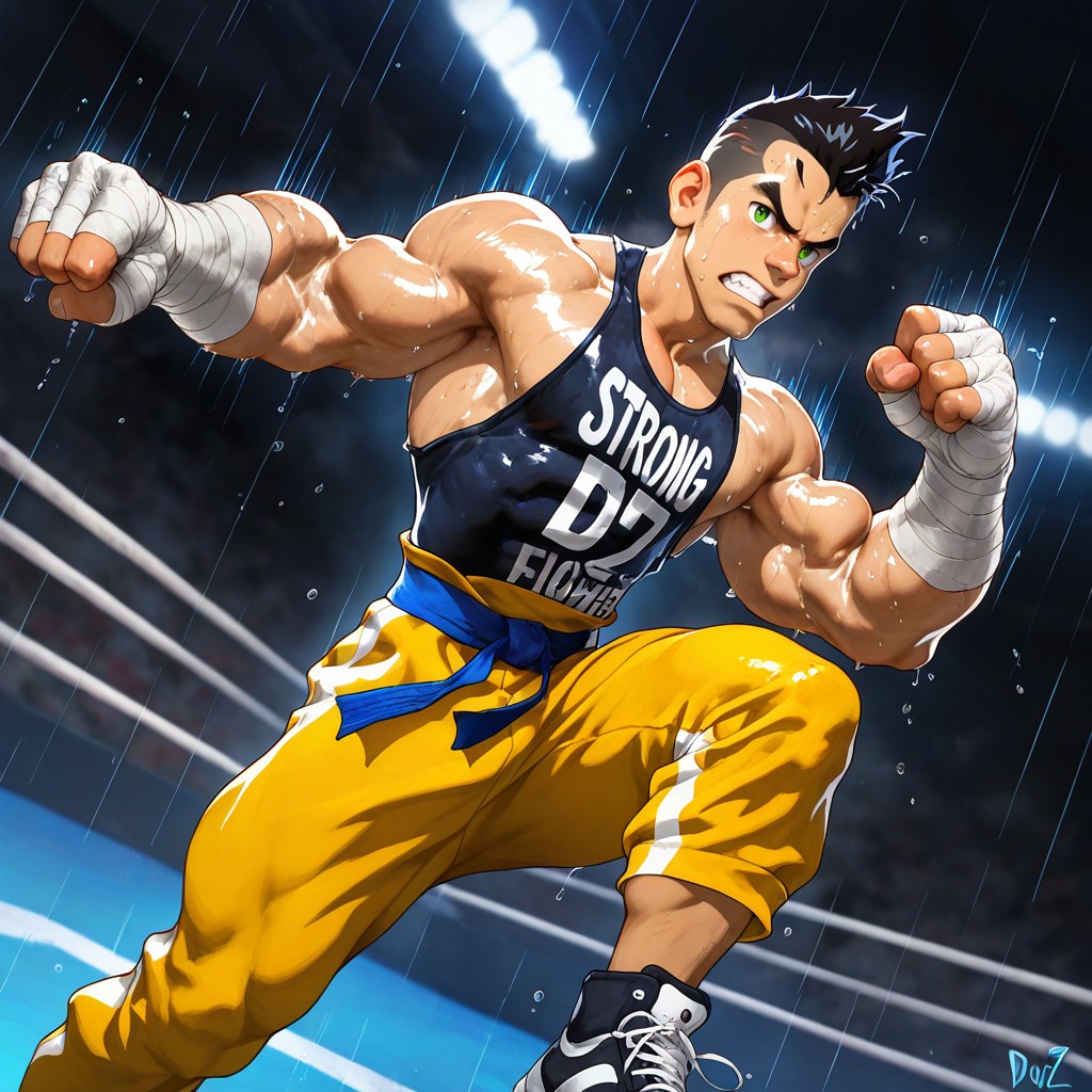 Heavy Muscular Body, Heavy Arms, Sweating AI Gay Porn
