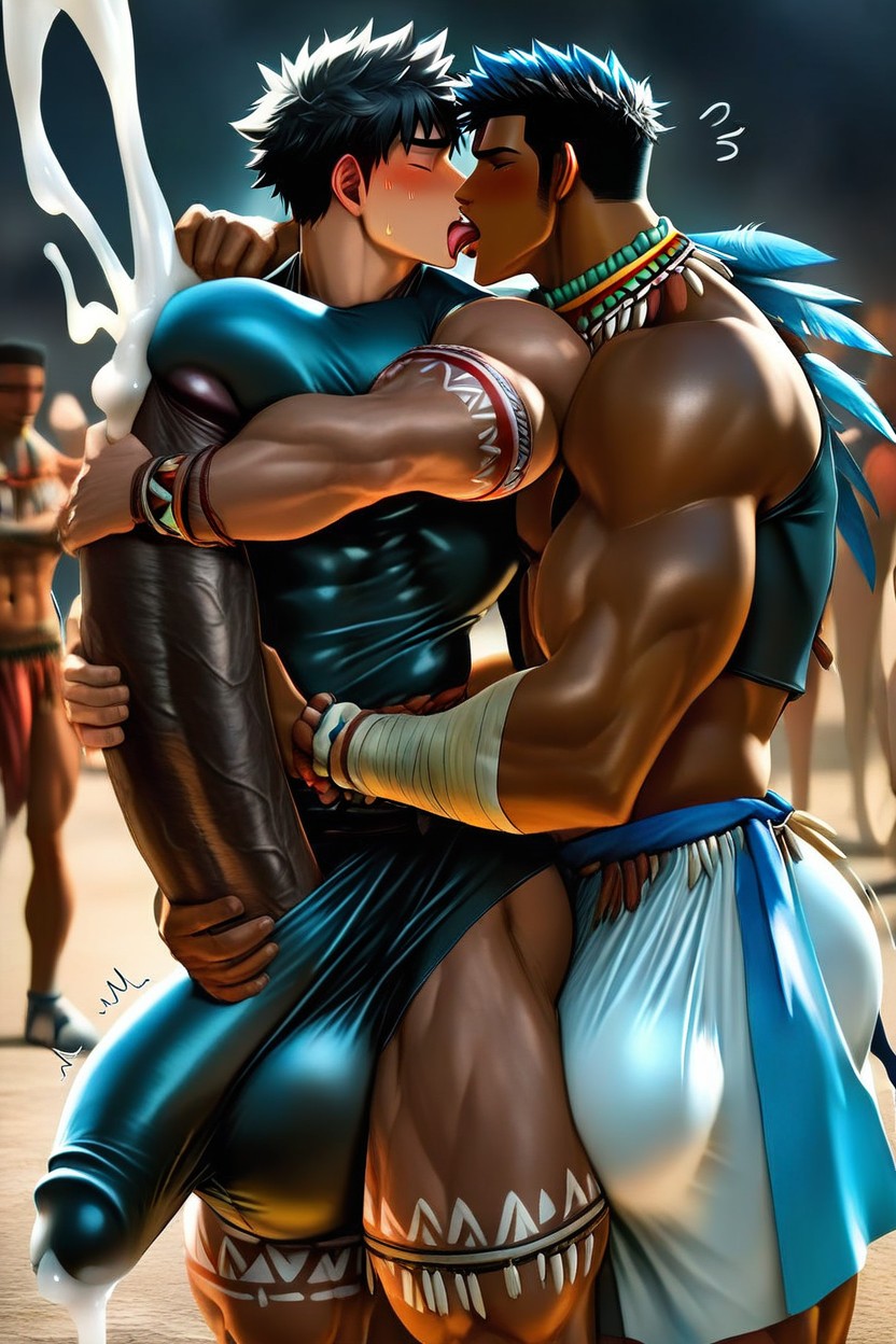 Helping Hand, Growing Cock, Dark Skin AI Gay Porn