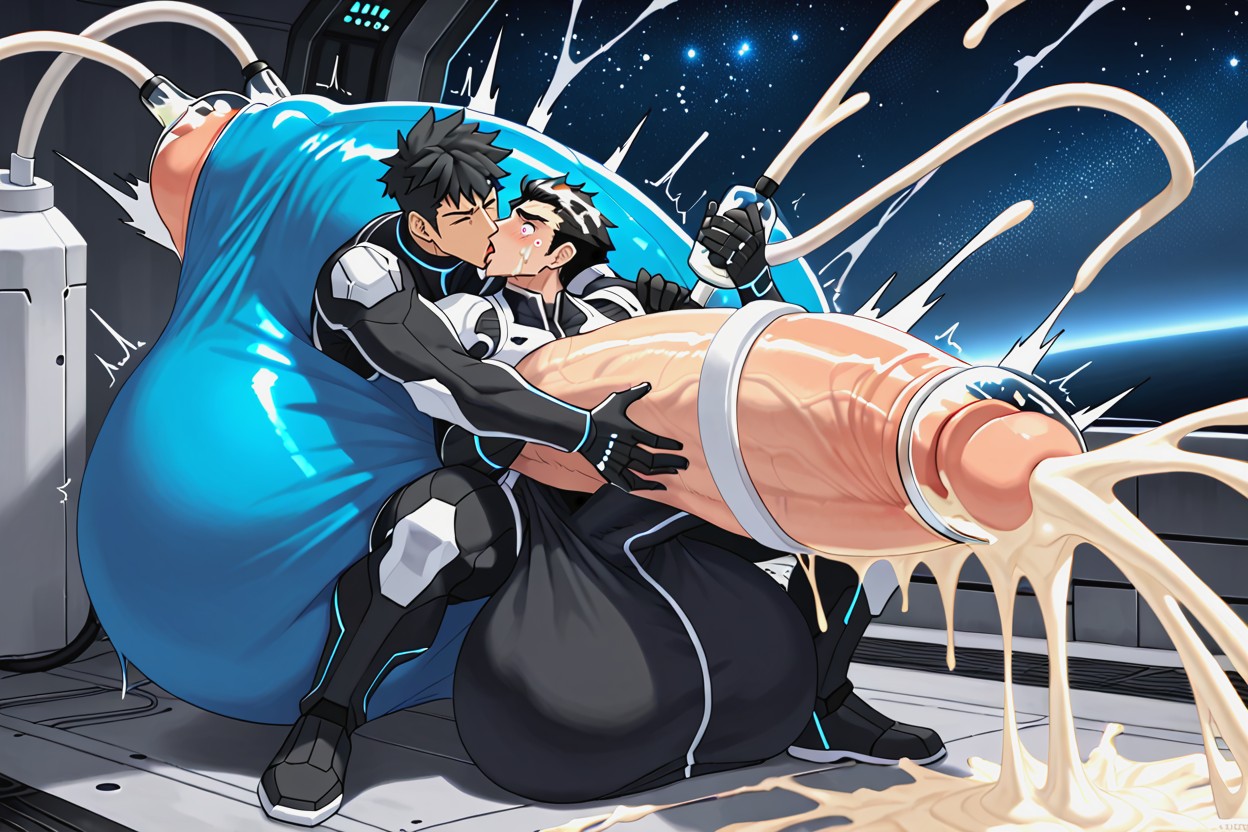 K, Precum On Tip, Giant Glans Near Open Mouth AI Gay Porn