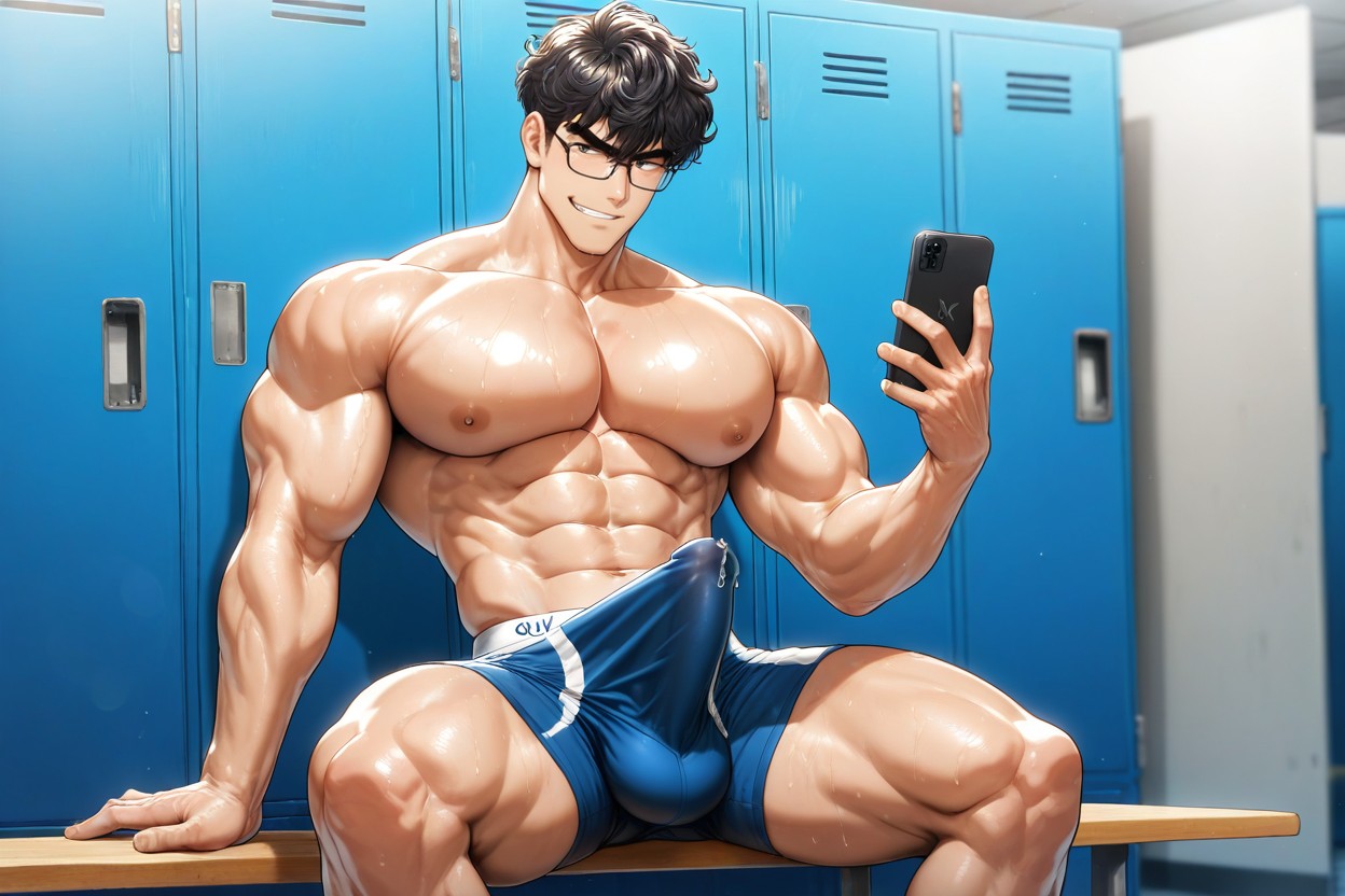 Spreading Legs, Smirk, Precum Leaking Through Boxer AI Gay Porn