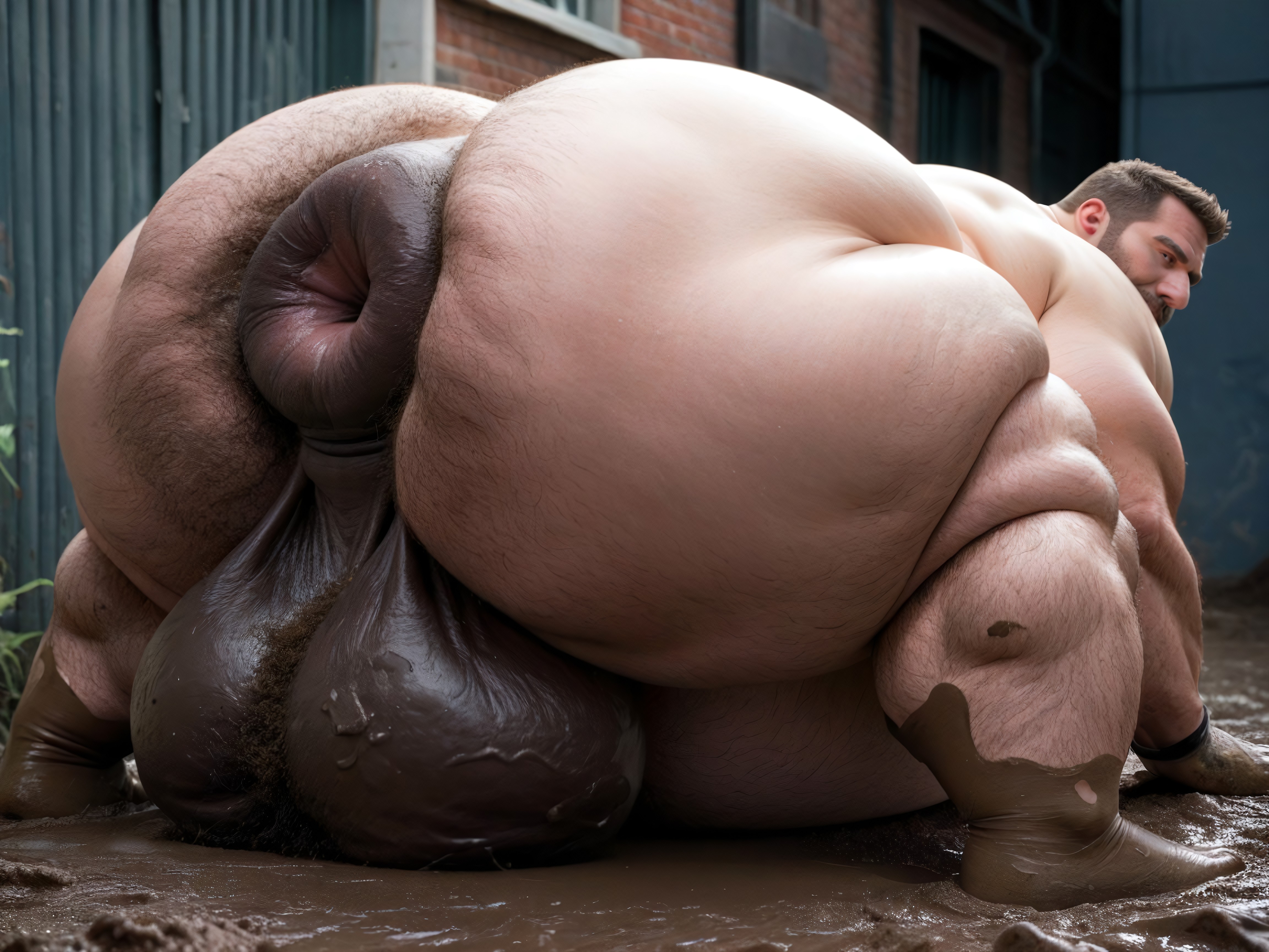 Hyper Fat Ass, Fat, Hyper Puffy Gaping Anus AI Gay Porn