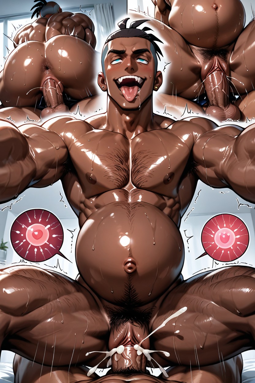 Wet Pussy, Male Only, Very Dark Brown Skin Man Fucks Raihan AI Gay Porn