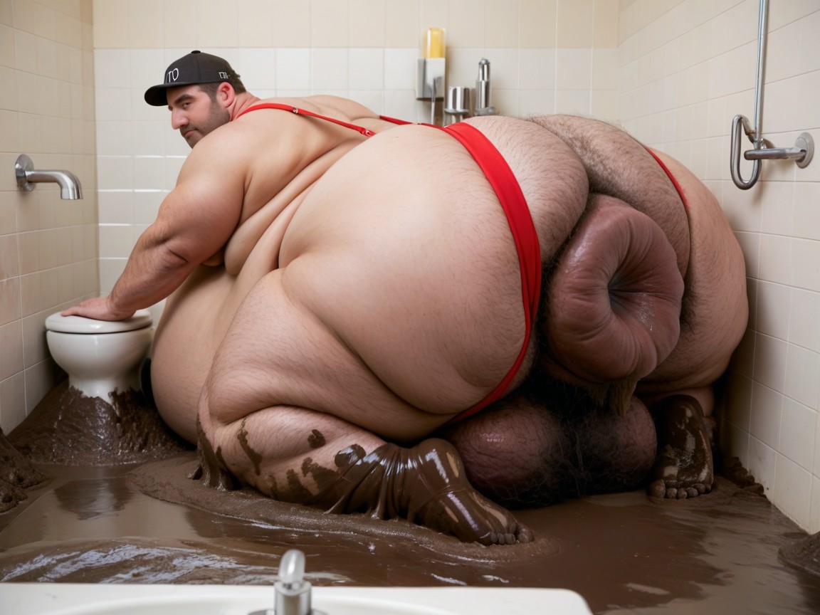 Dirt And Mud Coming Out Of Anus, Hyper Puffy Anus, Hyper Hairy Balls AI Gay Porn