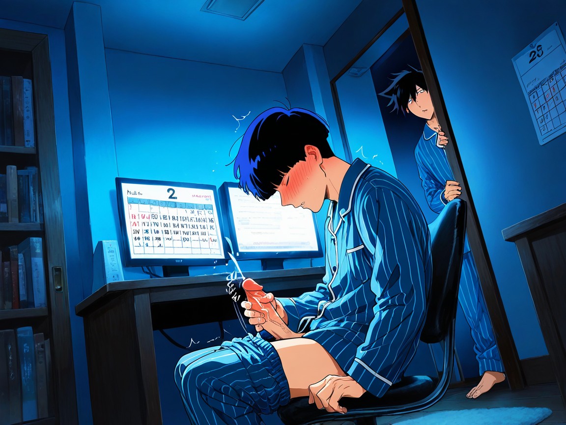 One-handed Own Handjob, Night, Kageyama Ritsu From Mobpsycho AI Gay Porn