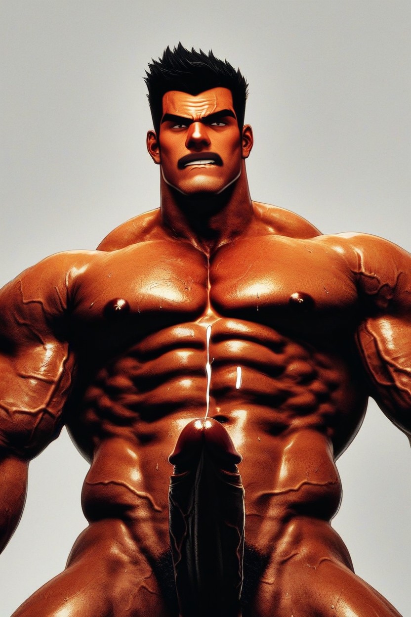 Vista Frontal, Beads Of Sweat Coated His Pumped Up Physique, Pelo Negro Porno gay IA