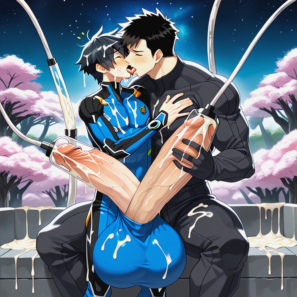Sakura Garden, Kissing Cock, Correct Anatomy AI Gay Porn