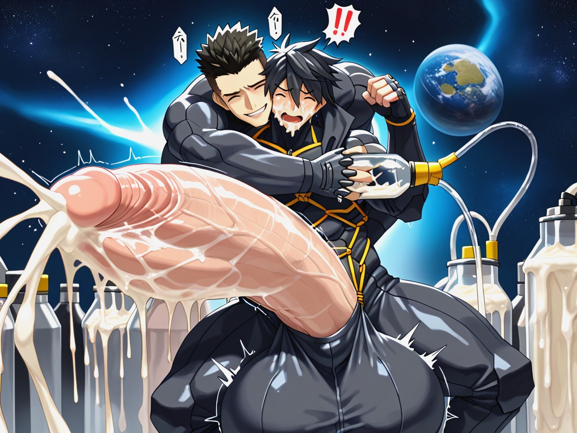 Sci-fi, Men Watching, Face Pressed Against Fully Hard Throb Bulge AI Gay Porn