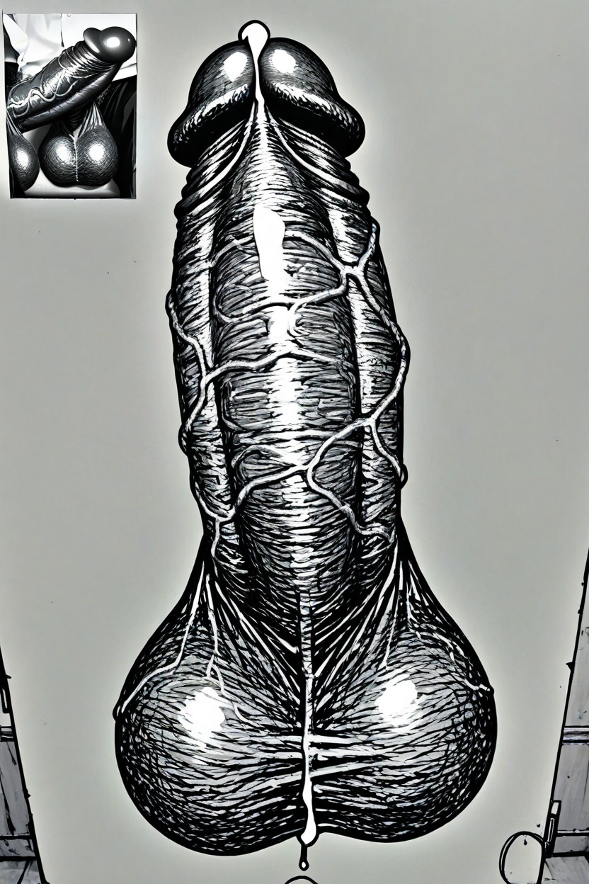 Close Up Of Erect Cock With Enormous Veiny Testicles, Clubshaped Penis, Photo Real AI同性戀黃片