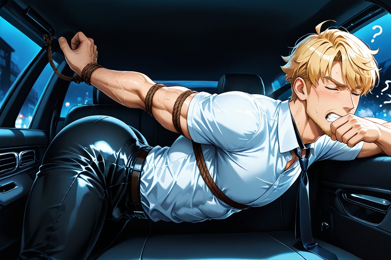 Arms Tied Together Behind His Back, Restrained, Drool Porno IA Gay