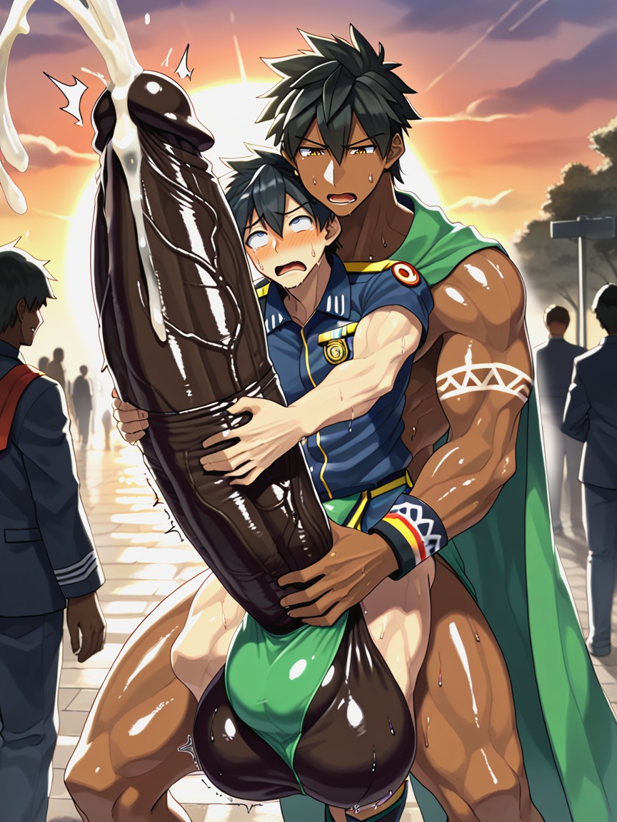 Hugging, Nature, Giant Glans Near Open Mouth AI同性戀黃片