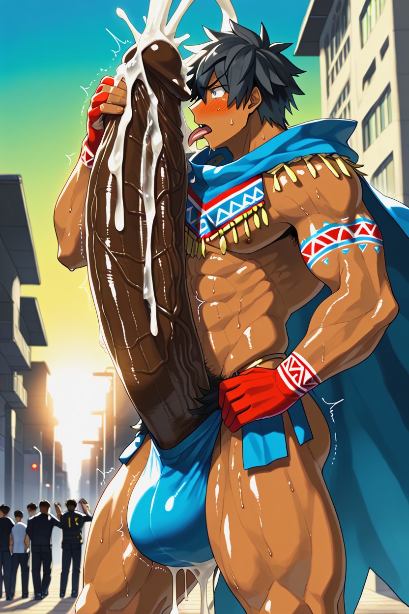 Penis Base Is Realistically Attached To Crotch, Gigantic Uncut Hyper Penis, Tribal Wear AI同性恋黄片