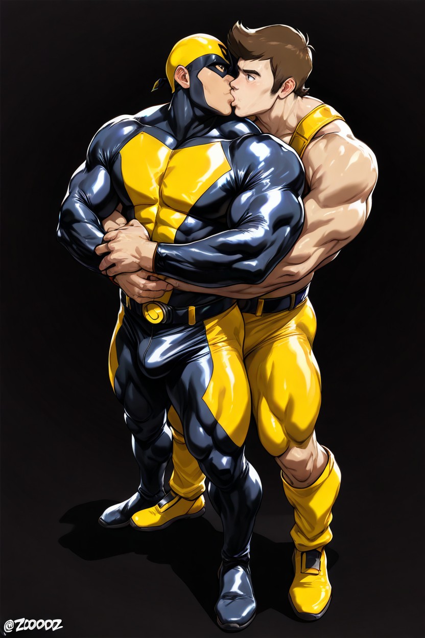Black Background, Kiss, Full Body Visible Porno gay IA