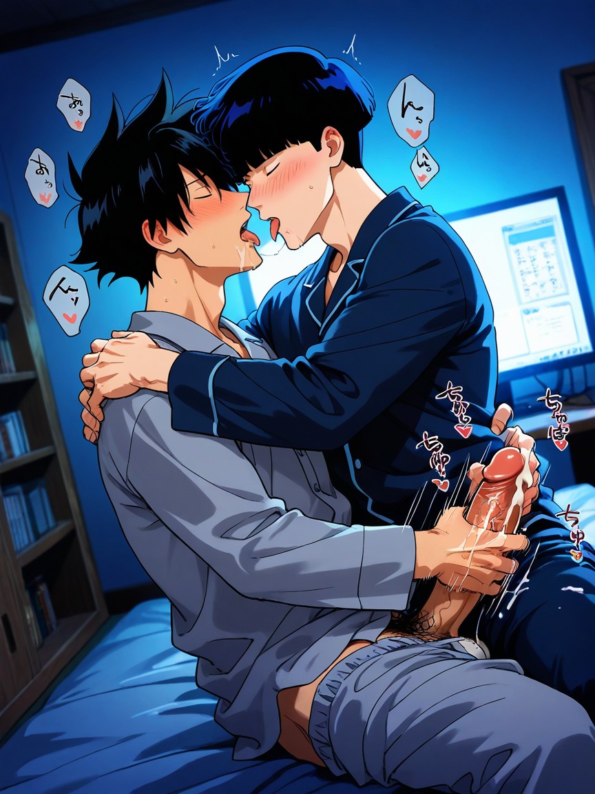 Blush, Pajamas, Mutual Hug ゲイAIポルノ