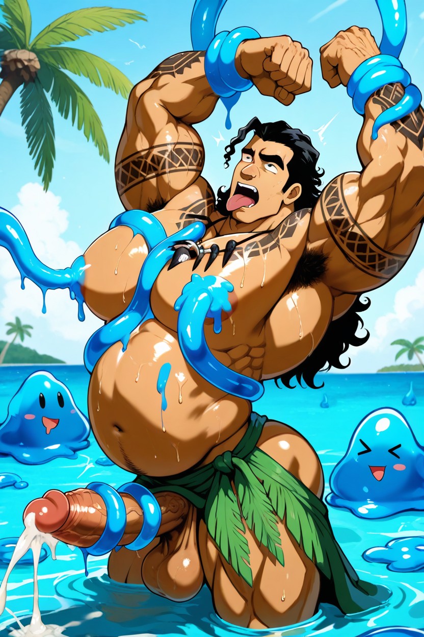 Tan Skin, Lockig, Big Saggy Balls KI Schwulenporno