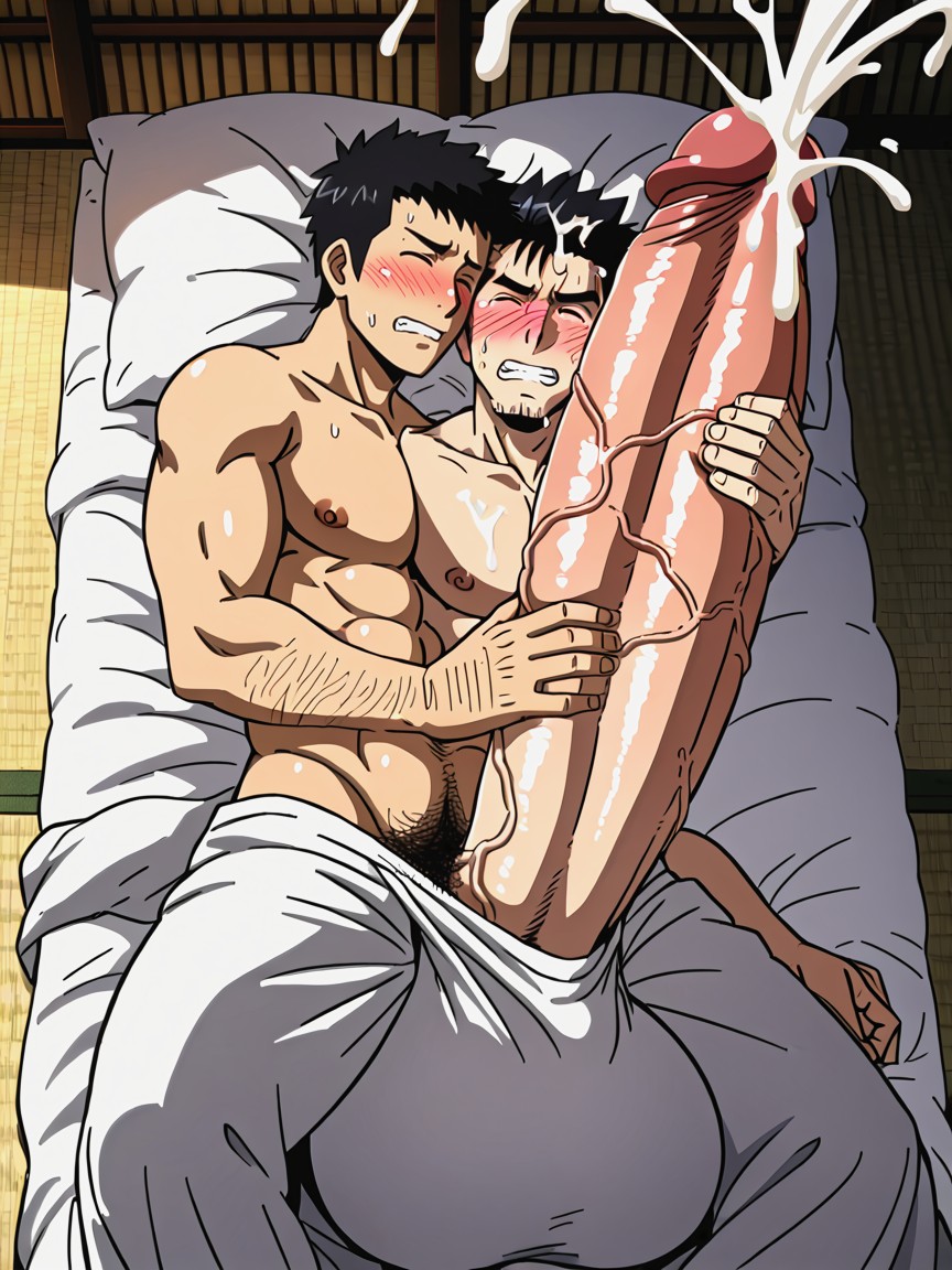 Tongue Out, Gay, Erect Mega Bulge ゲイAIポルノ