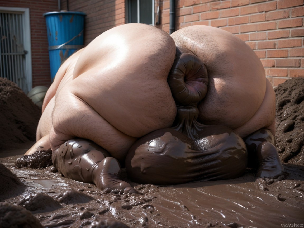 Hyper Puffy Anus, Pushing Ball Of Mud Out Of Ass, 侧视图 AI同性恋黄片