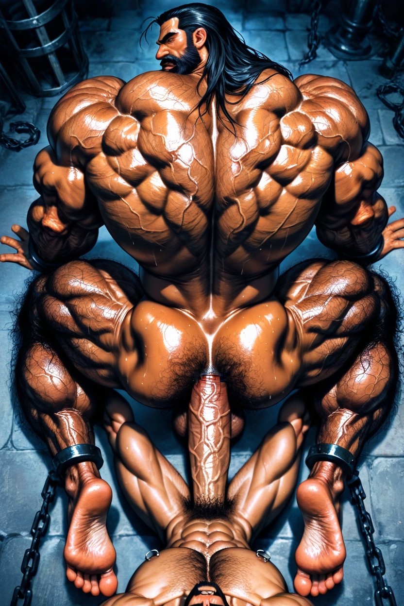 Hyper Nipples, Excessive Hyper Hairy, Extreme Hairy Legs Muscle Structure ゲイAIポルノ