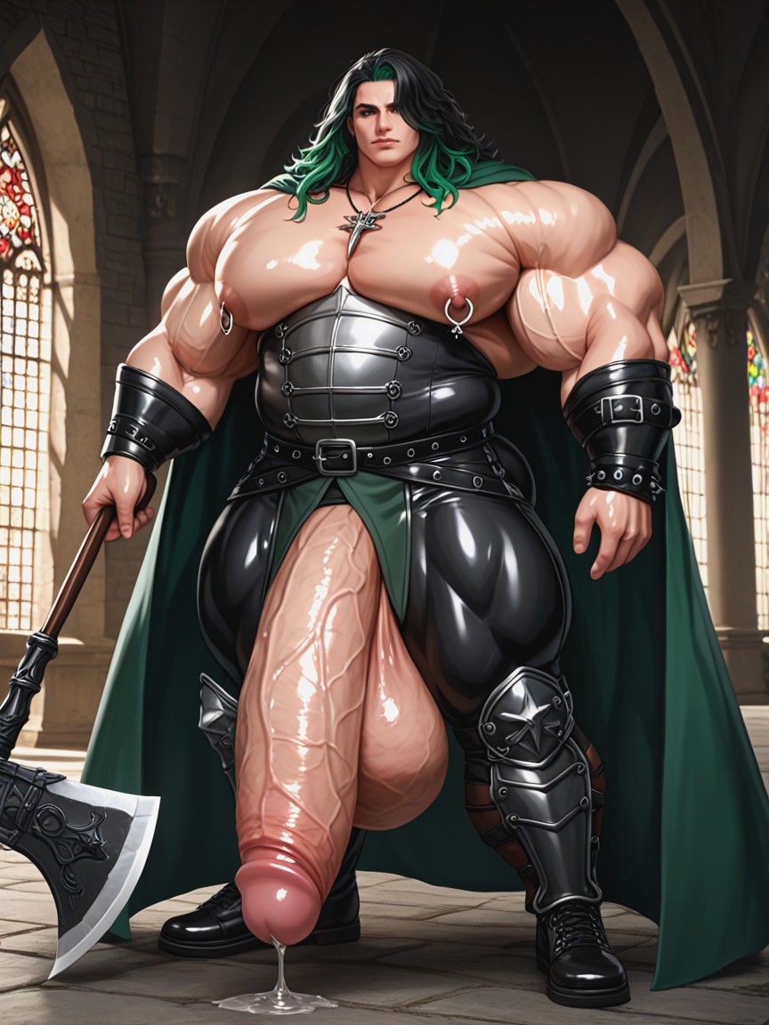Green Cape, Soft Facial Features, Hyper Huge Bulging Testicles Porno IA Gay