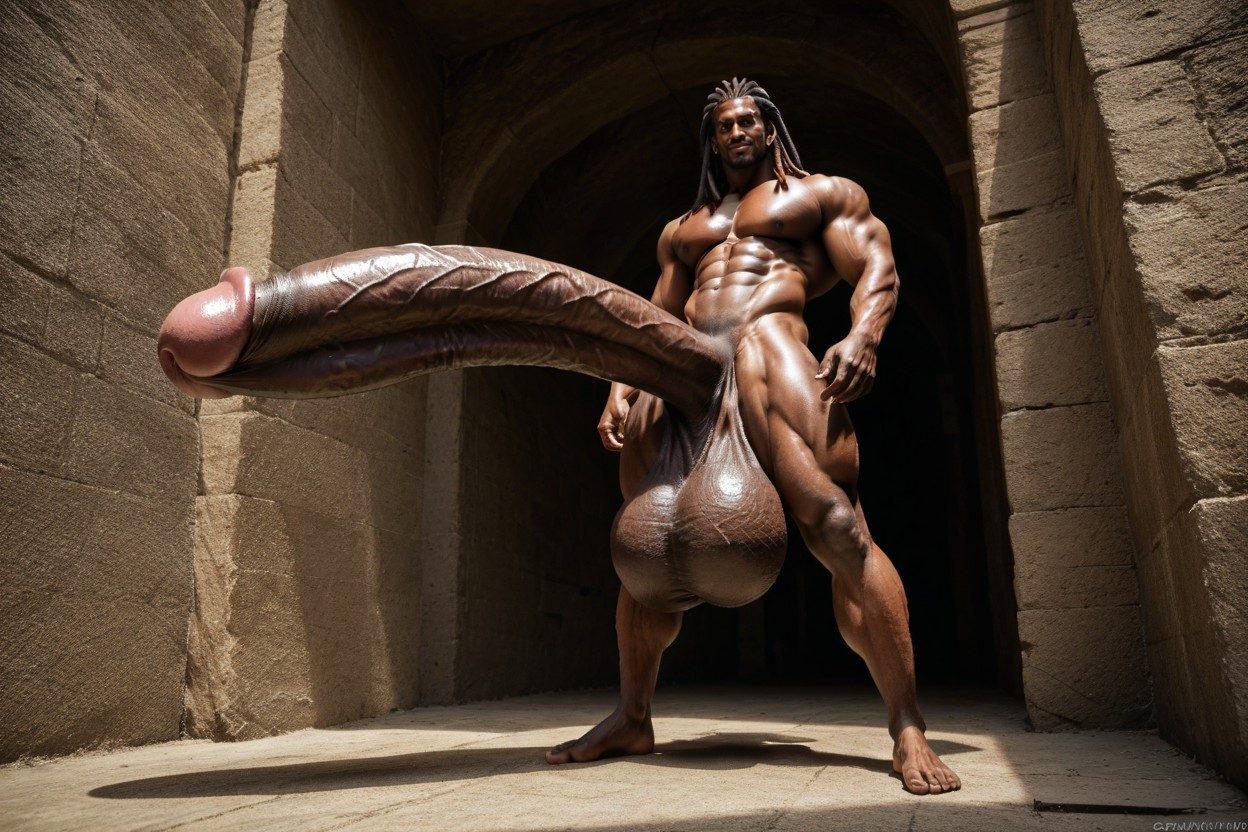 Enormous Cock, Dreadlocks, Enormous Scrotum AI Gay Porn