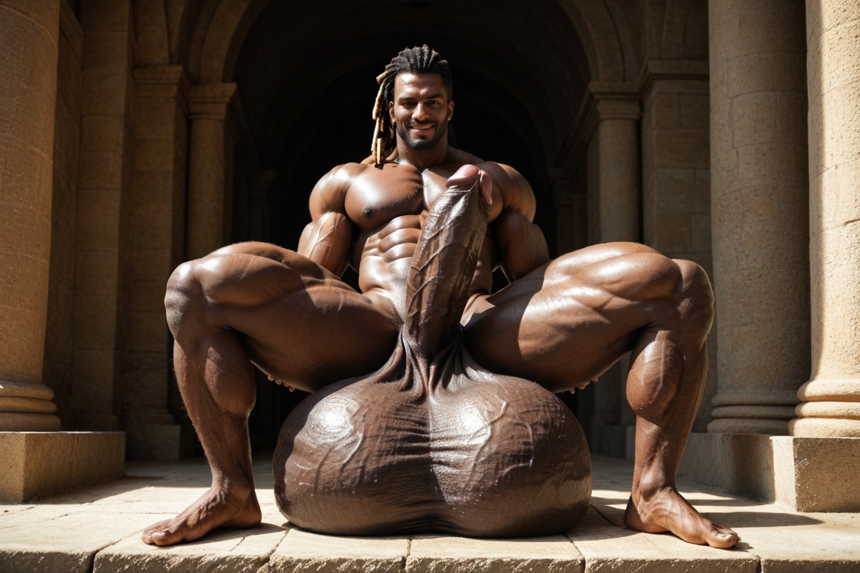 Cock Bigger Than Body, Enormous Scrotum, Gigantic Testicles Porno IA Gay
