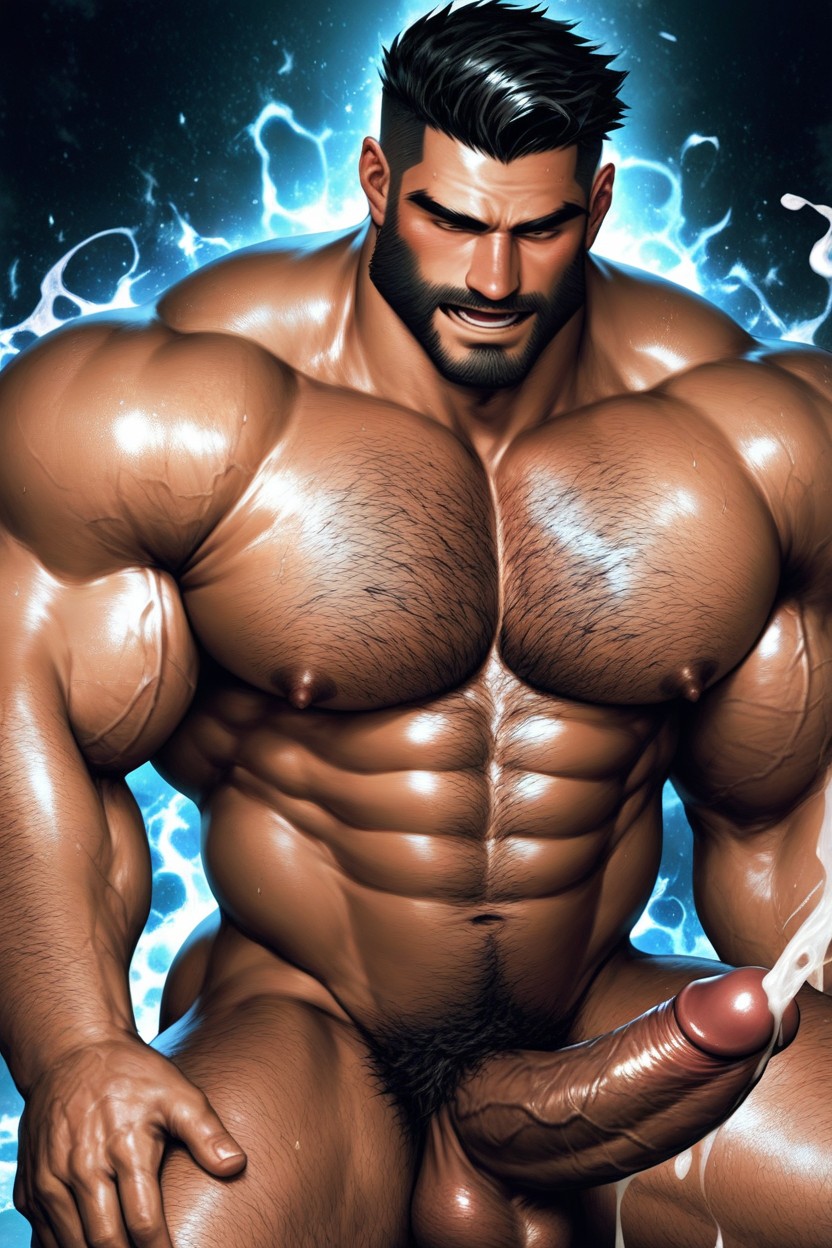 Muscular Man, Veiny Cock, Black Hair Porno IA Gay