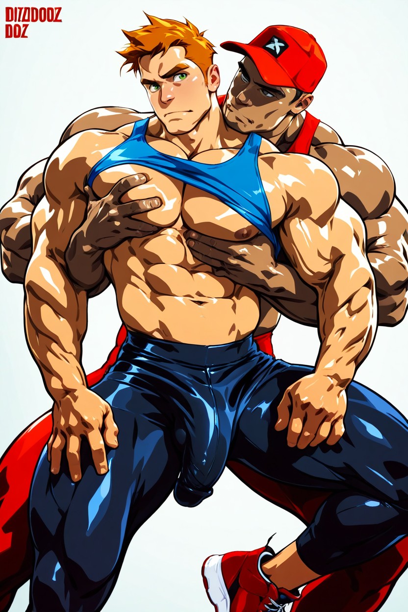 Muscular, Penis, Chest Grope Porno IA Gay