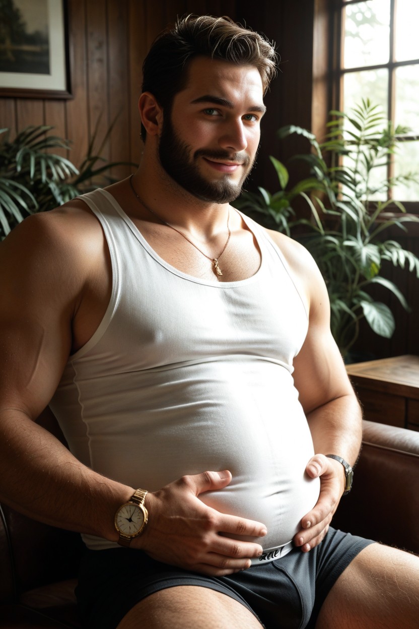 Intimate Atmosphere, Dark Hair, Slightly Back Porno IA Gay