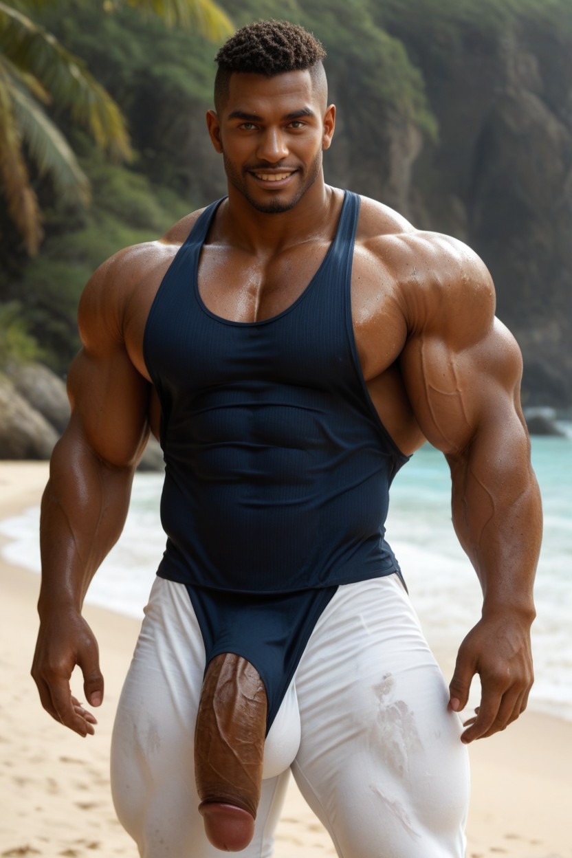Pens Is Not Exposed, Hyper Massive Pecs, Extremely Dark Skin ゲイAIポルノ