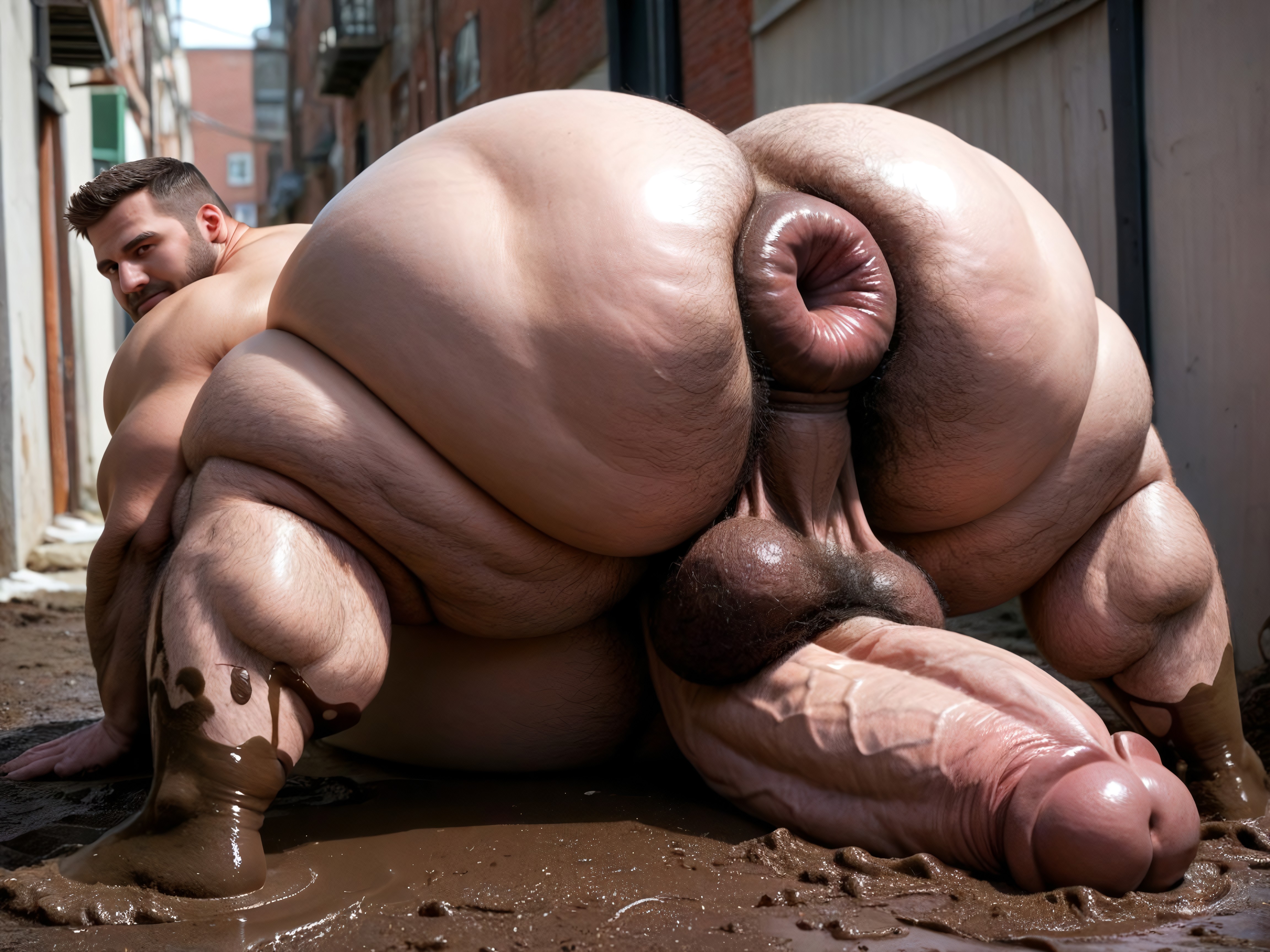 Obese, Hyper Hairy Balls, Hyper Cock Porno gay IA