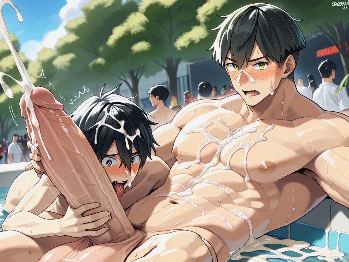 Oversized Hyper Gigantic Fully Erect Uncut Dick, Hugging Cock, Impossibly Long Hyper Penis AI Gay Porn