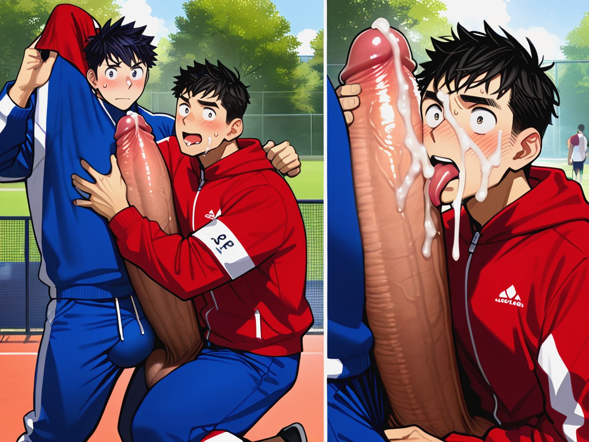 Blushing, Track Suit, Caught AI Gay Porn