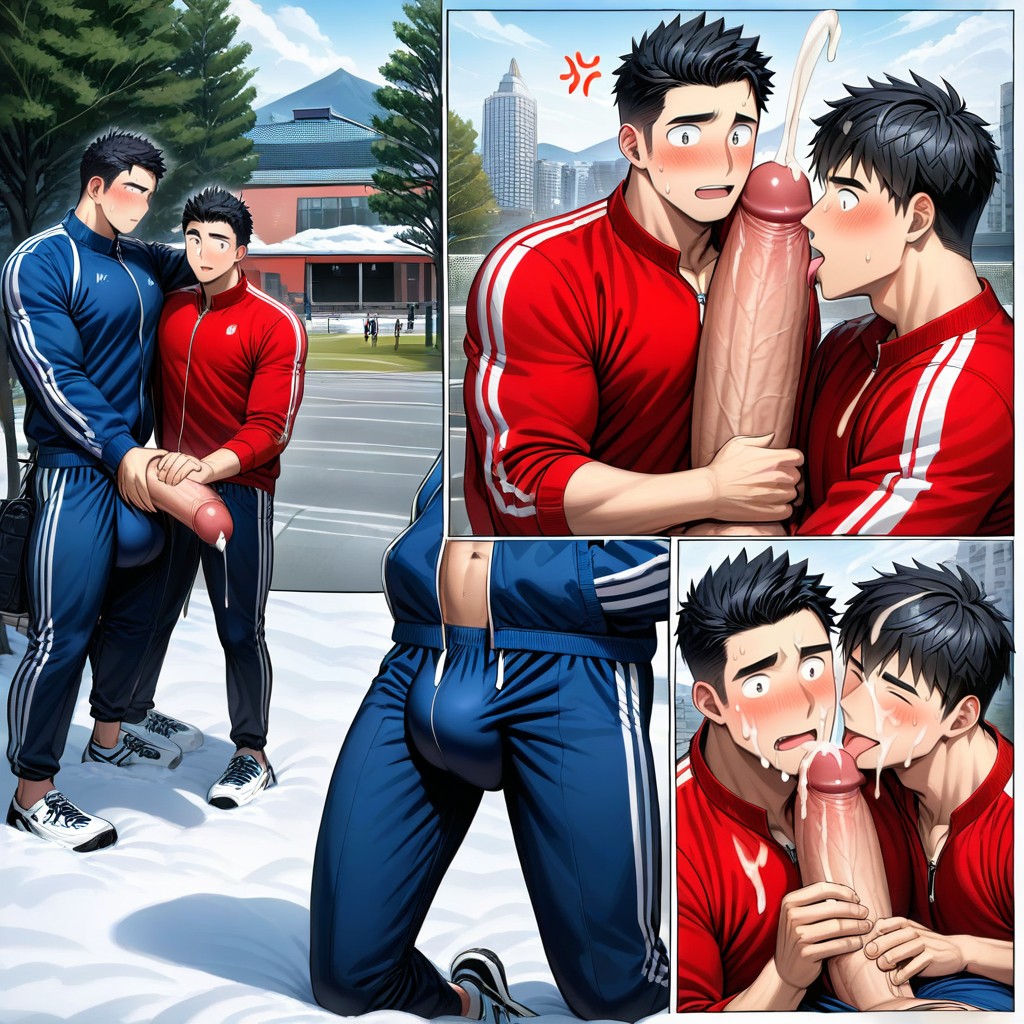 Hugging, Outdoors, Sweaty AI Gay Porn