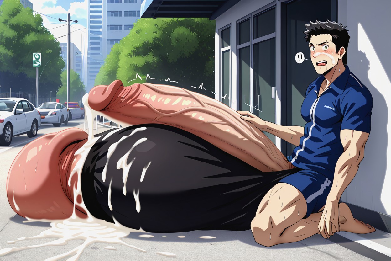 Extremely Revealing Clothing, Top-down View, Track Suit AI Gay Porn