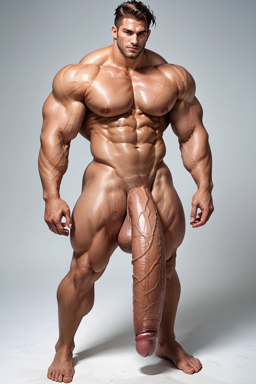 Cock Bigger Than Leg, Extremely Large Cock, Standing AI Gay Porn